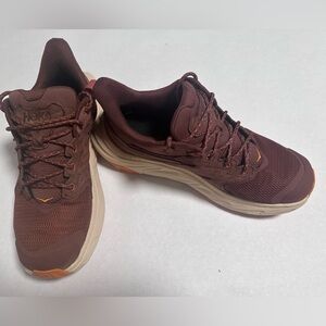 Hoka One One Women's Burgundy and Cream Athletic Running Shoes